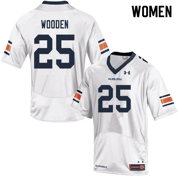 Women #25 Colby Wooden Auburn Tigers College Football Jerseys Sale-White